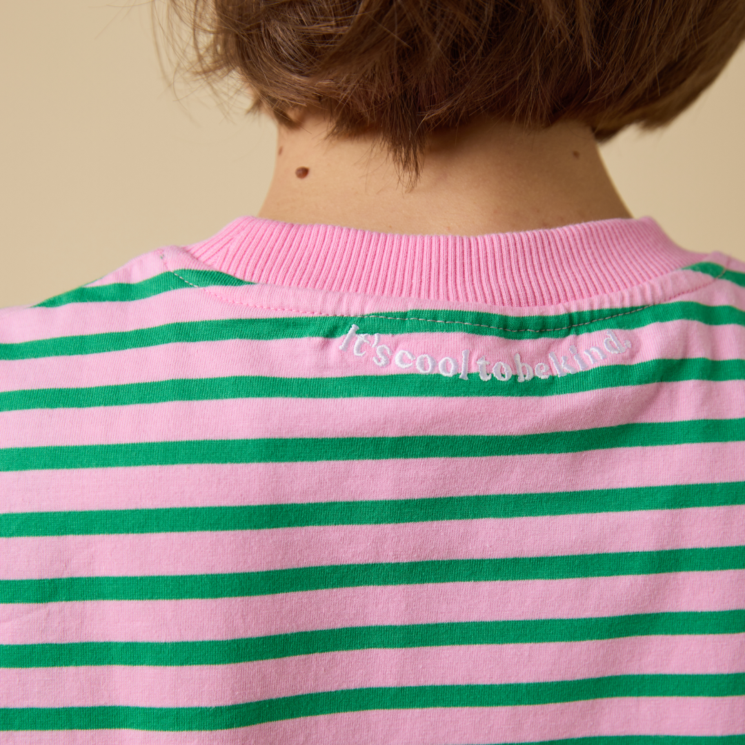 T-Shirt Gestreift aus Bio-Baumwolle in Pink/Grün
