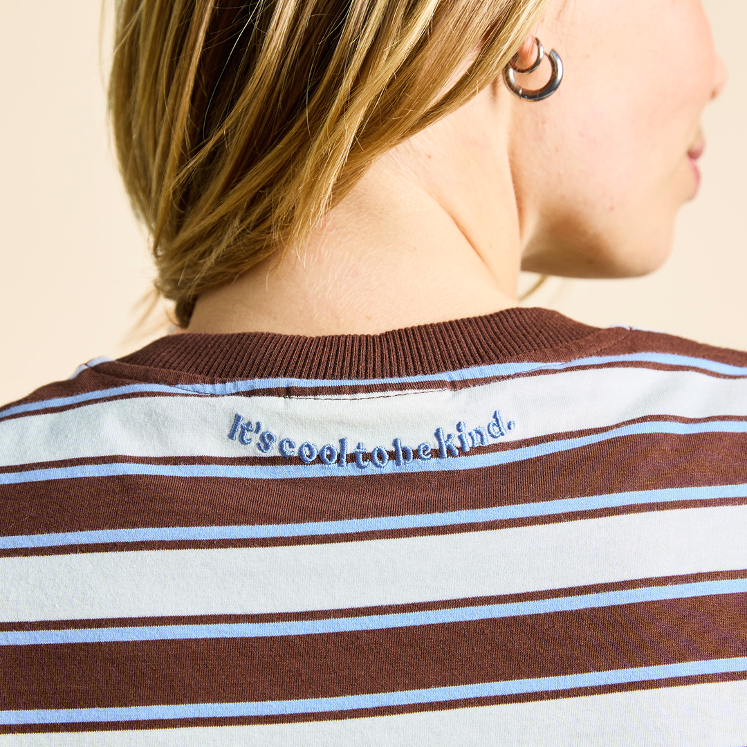 T-Shirt Gestreift aus Bio-Baumwolle in Braun/Hellblau
