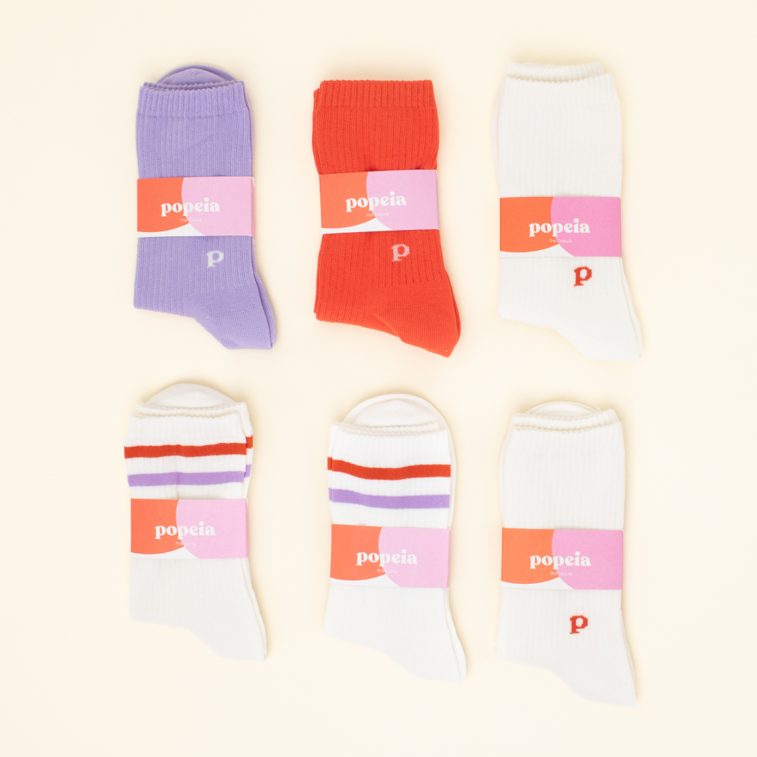 Gemischtes Set: Socken aus Bio-Baumwolle in Bunt & Off-White