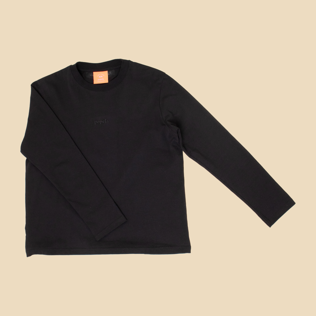 Langarmshirt aus Bio-Baumwolle in Schwarz