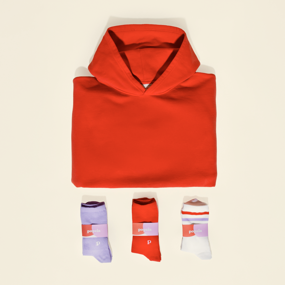 Hoodie Set in popeia Rot