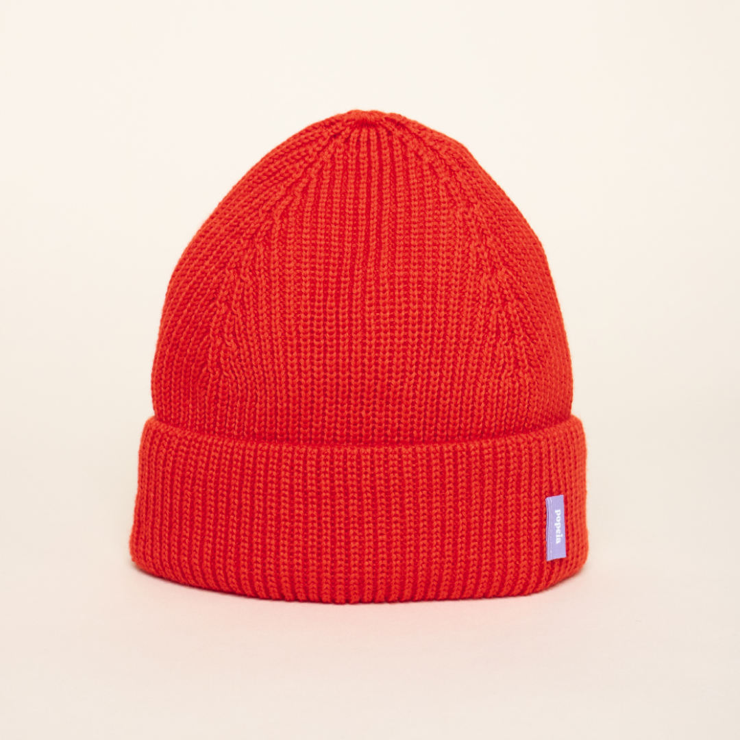 Beanie & Striped Scarf Set - Red