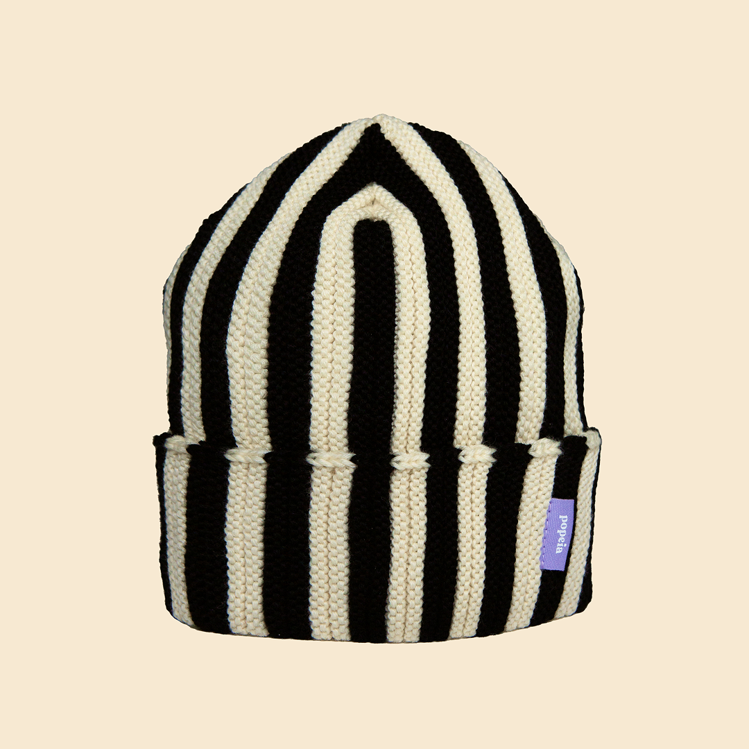 Special Beanie aus Merinowolle - Schwarz/Weiß