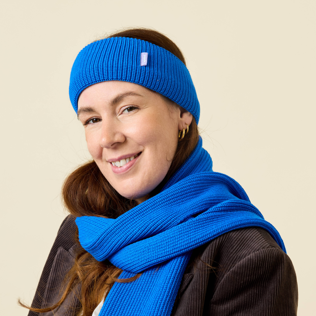 Stirnband aus Merinowolle - Blau