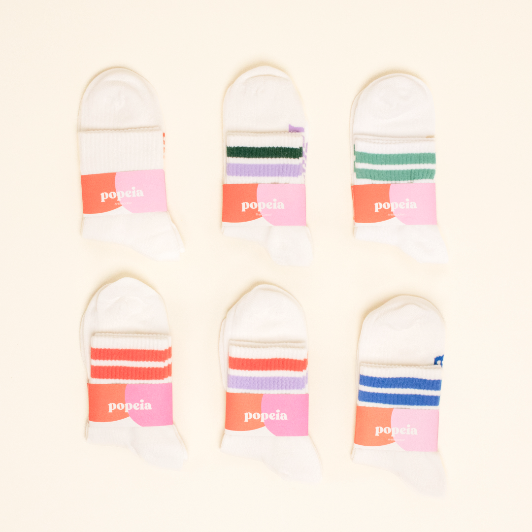 Ankle Set of 6 (The Tennis): Organic Cotton Socks in Off-White