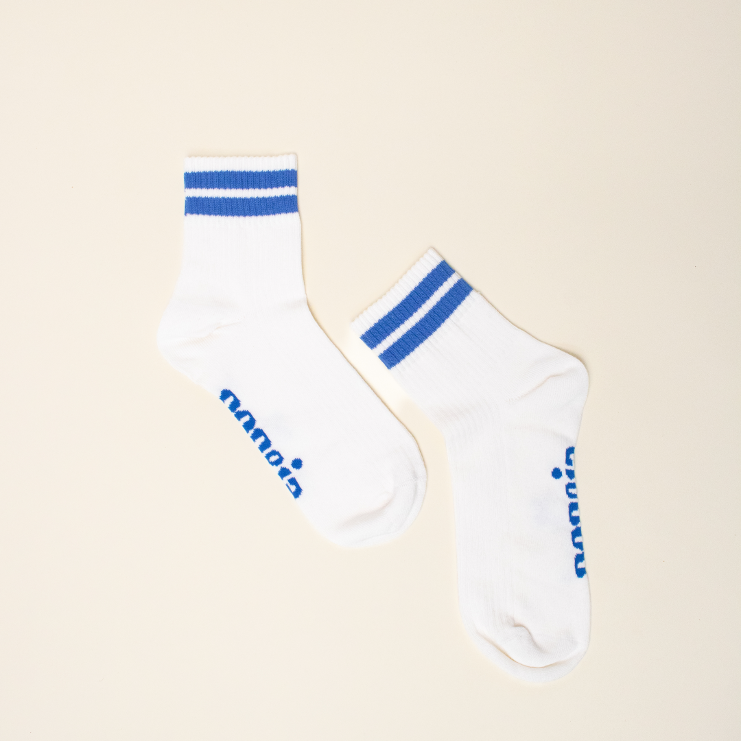 The Tennis - Ankle Socken aus Bio-Baumwolle mit Blauen Streifen