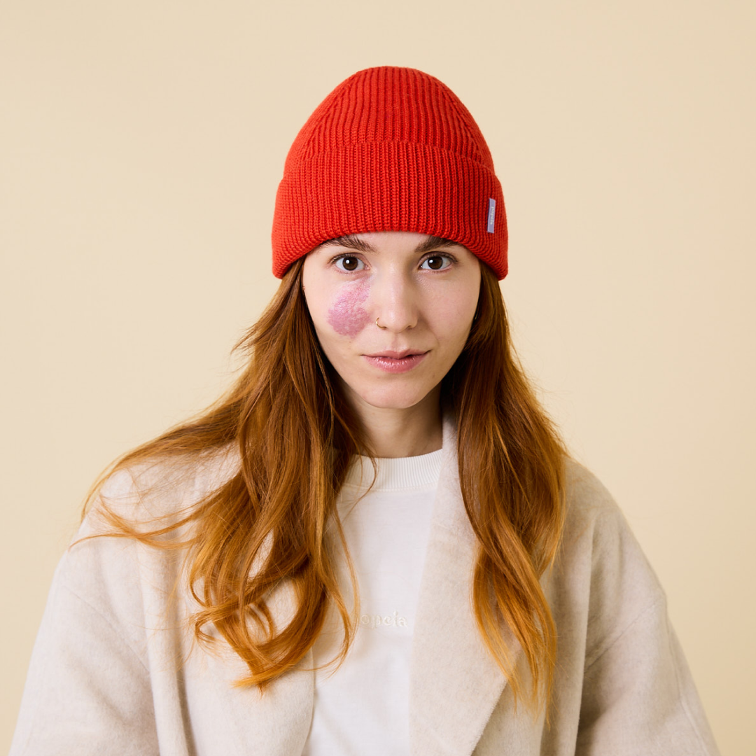 Beanie aus Merinowolle - popeia Rot