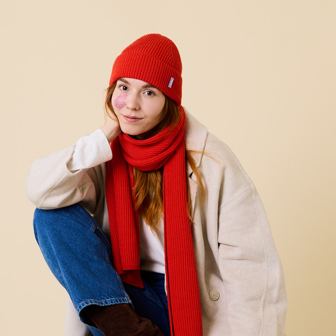 Beanie aus Merinowolle - popeia Rot