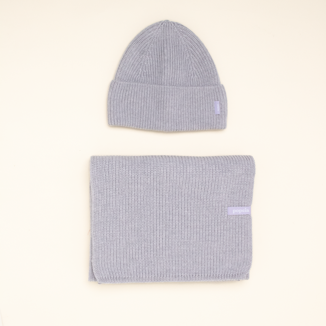 Beanie & Schal im Set - Grau
