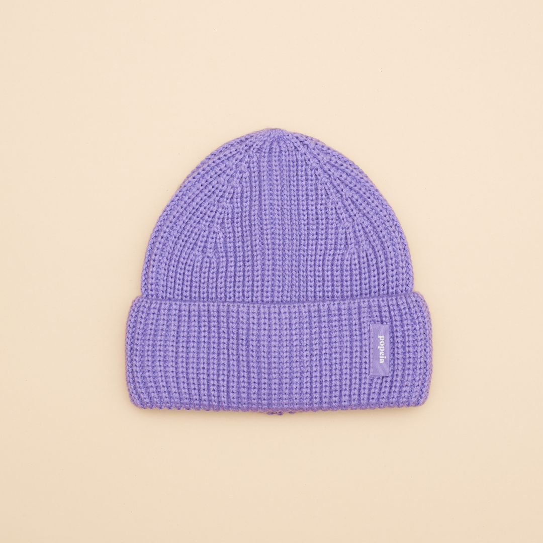 Baby Beanie aus Merinowolle in Lila