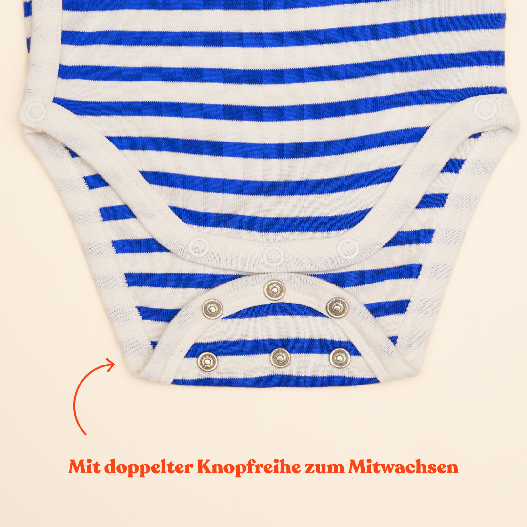 Baby Striped Organic Cotton Bodysuit in Royal Blue/Off-White