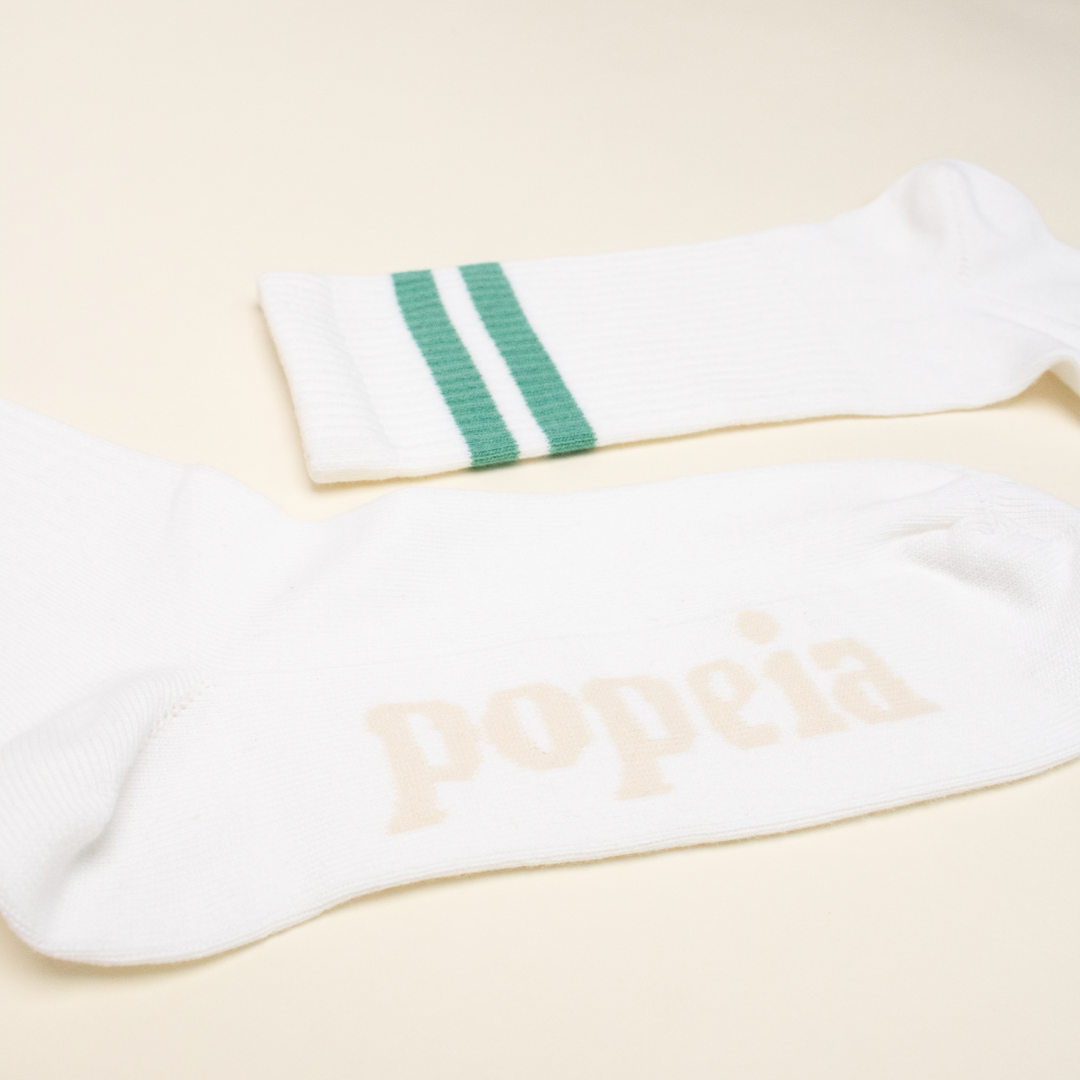 The Tennis - Organic Cotton Socks with Green Stripes