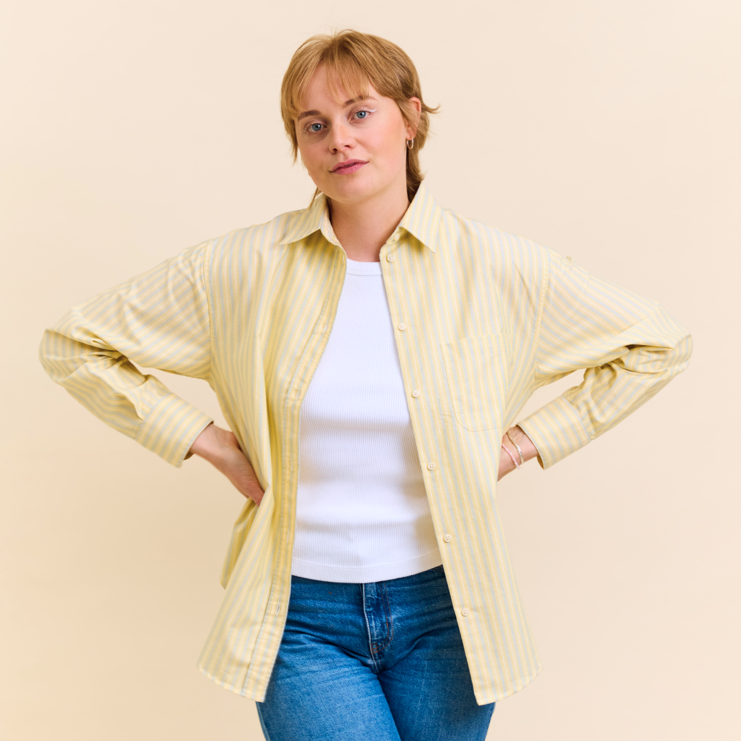 Hemdbluse Gestreift aus Bio-Baumwolle in Gelb/Hellblau