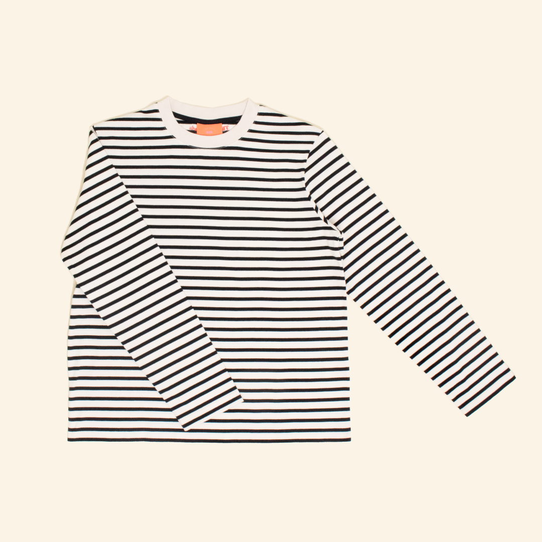 Langarmshirt Gestreift aus Bio-Baumwolle in Schwarz/Off-White