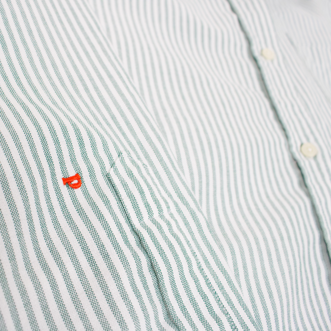 Organic Cotton Shirt (Striped) in Green/White