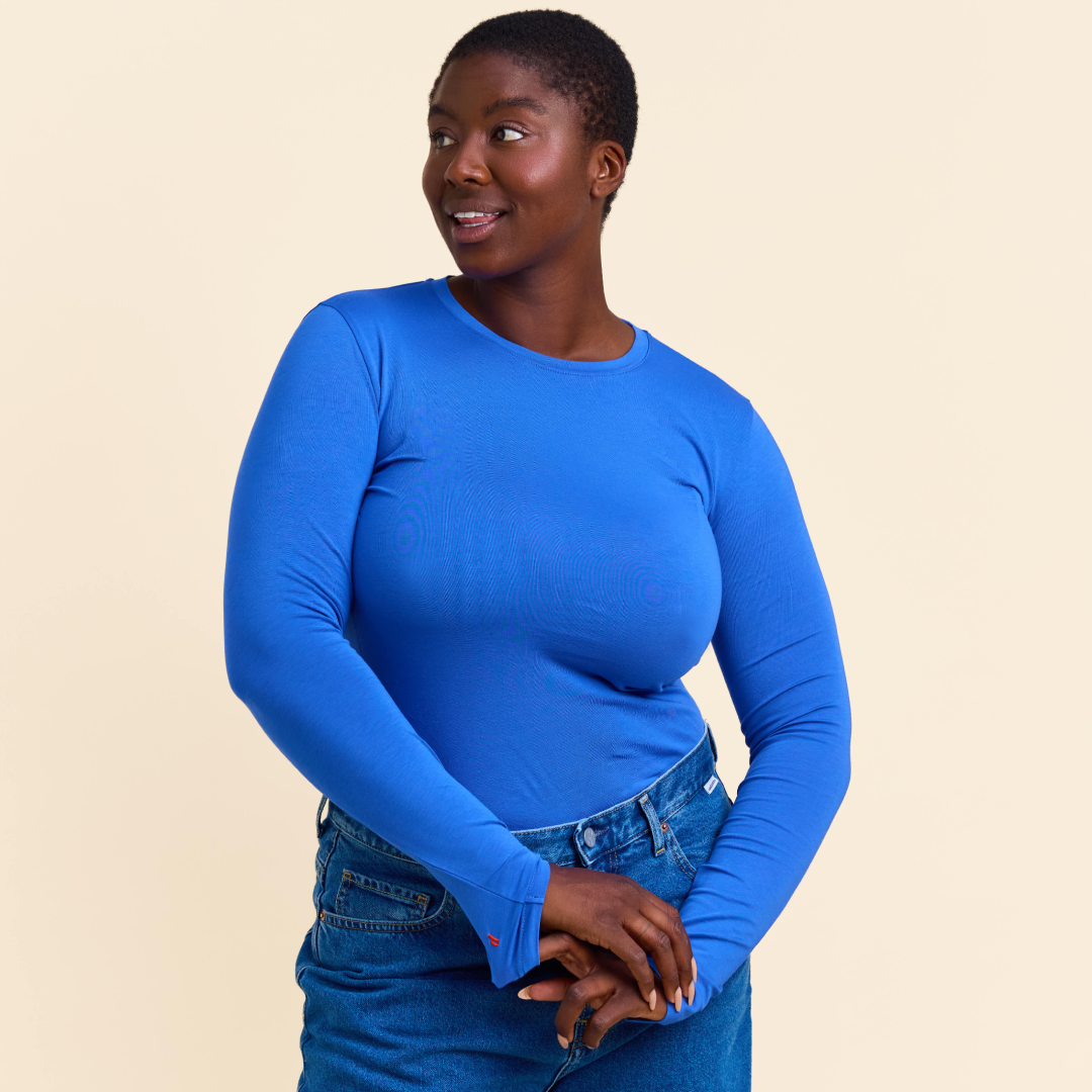 Tight Langarmshirt aus Bio-Baumwolle in Königsblau