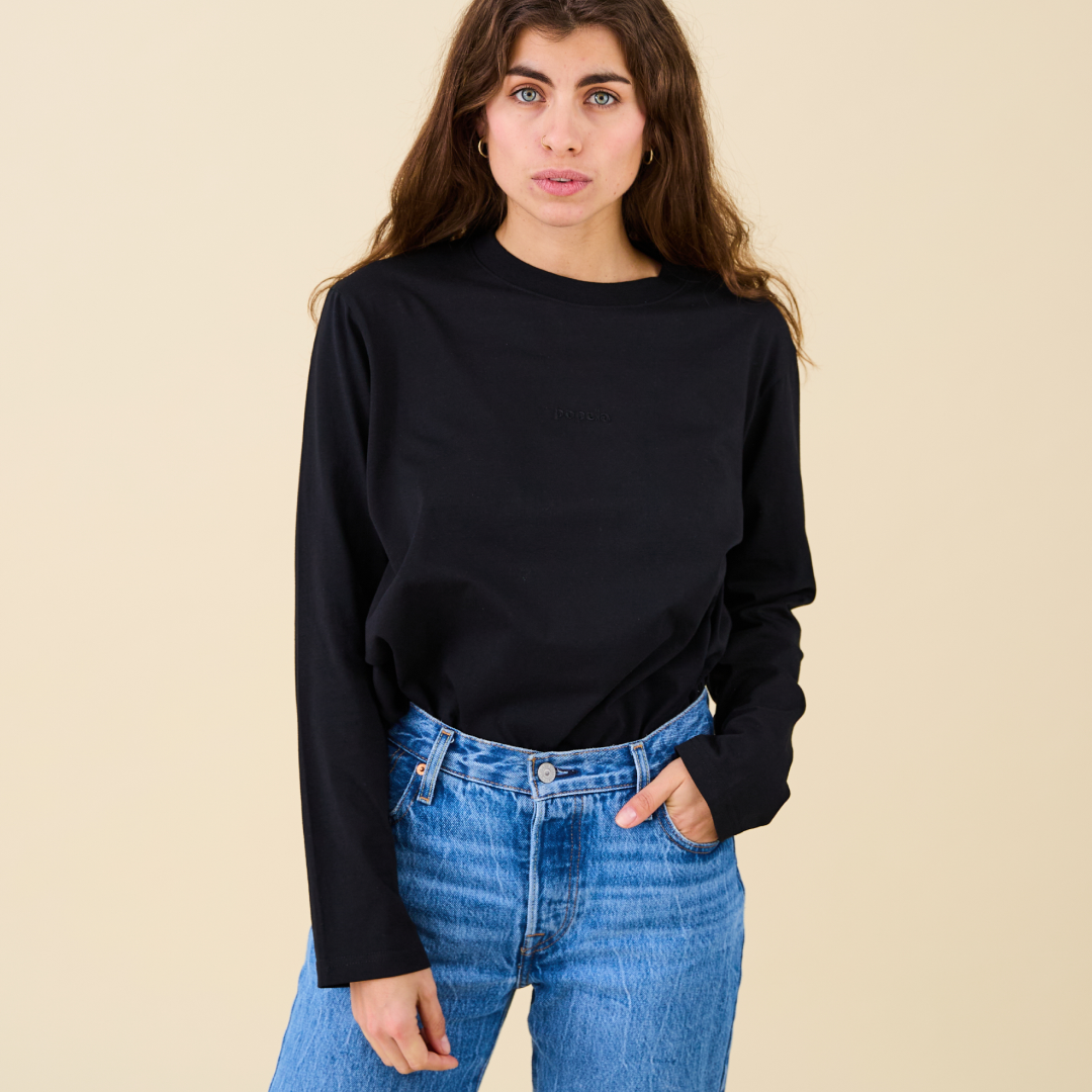 Langarmshirt aus Bio-Baumwolle in Schwarz