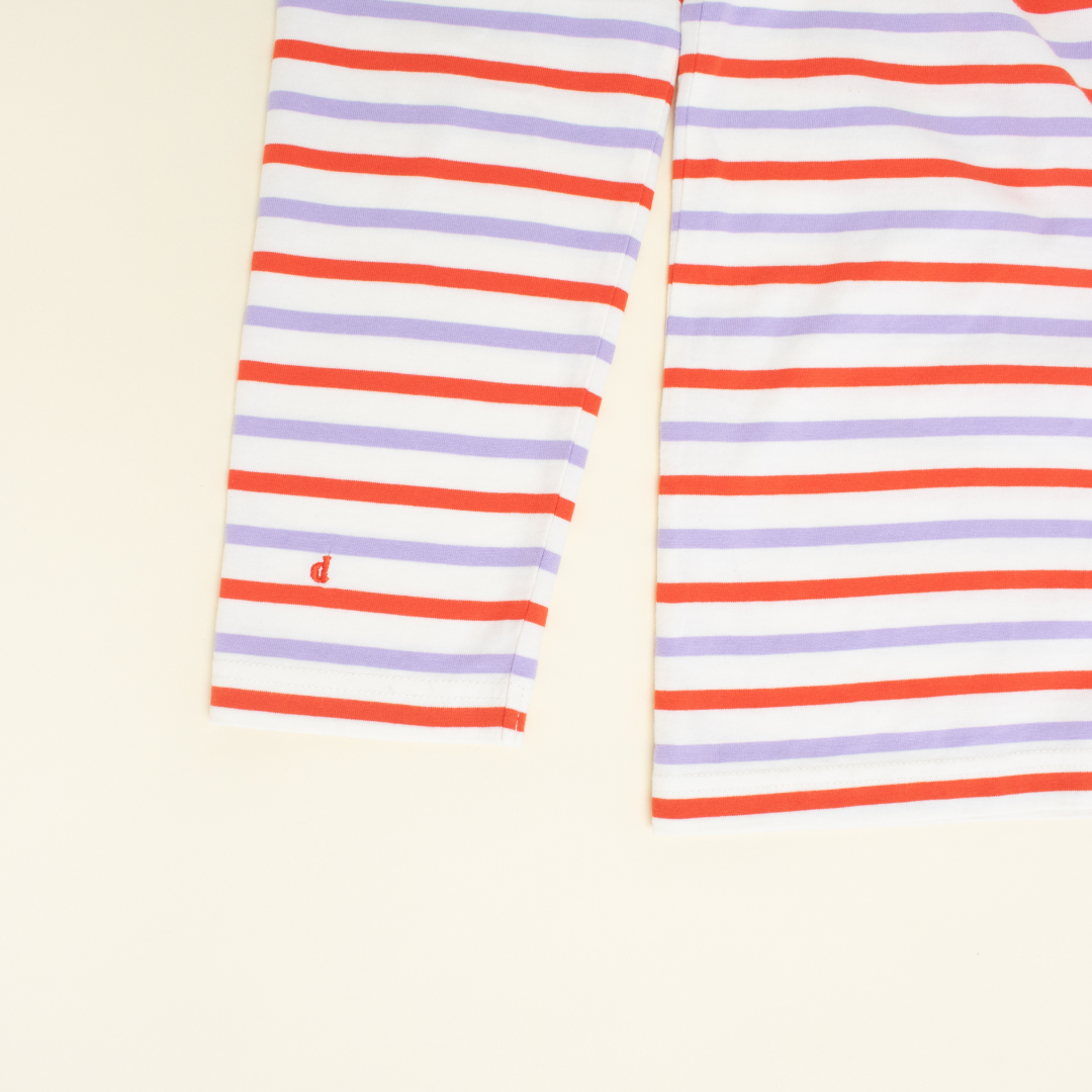 Langarmshirt Gestreift aus Bio-Baumwolle in Lila/Rot/Weiß