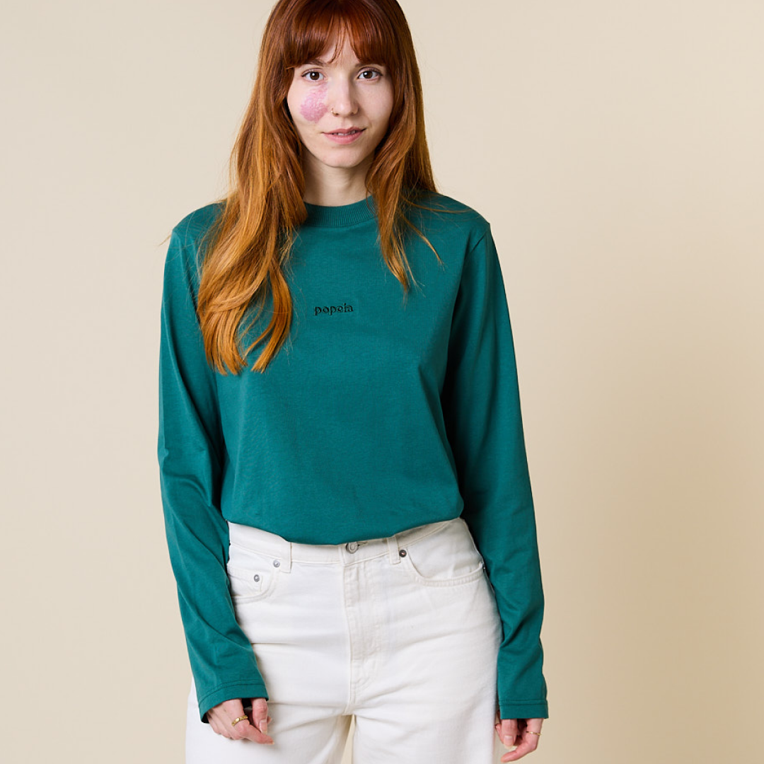 Langarmshirt aus Bio-Baumwolle in College Grün