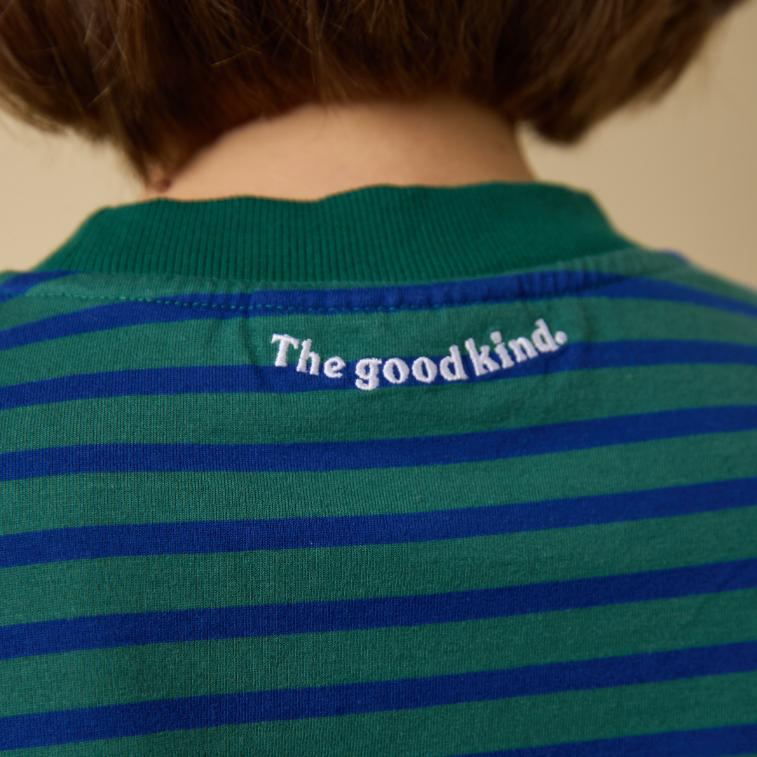 Langarmshirt Gestreift aus Bio-Baumwolle in Dunkelgrün/Blau