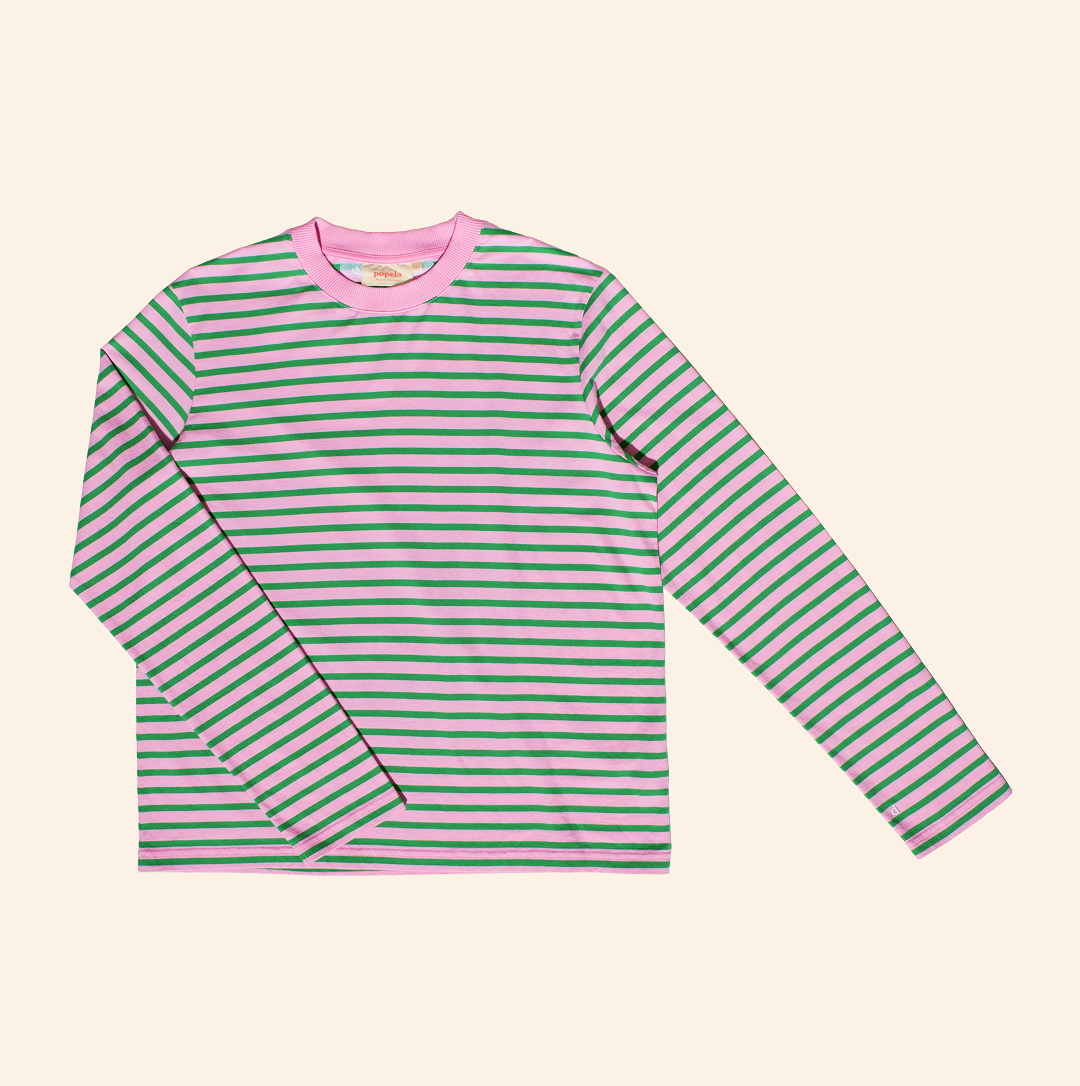Langarmshirt Gestreift im Set in Pink/Grün