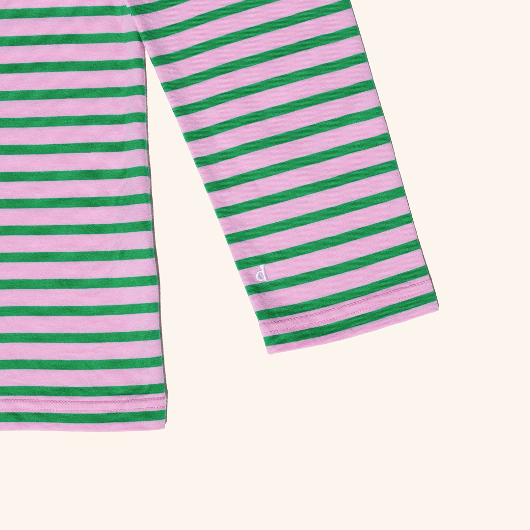 Langarmshirt Gestreift aus Bio-Baumwolle in Pink/Grün