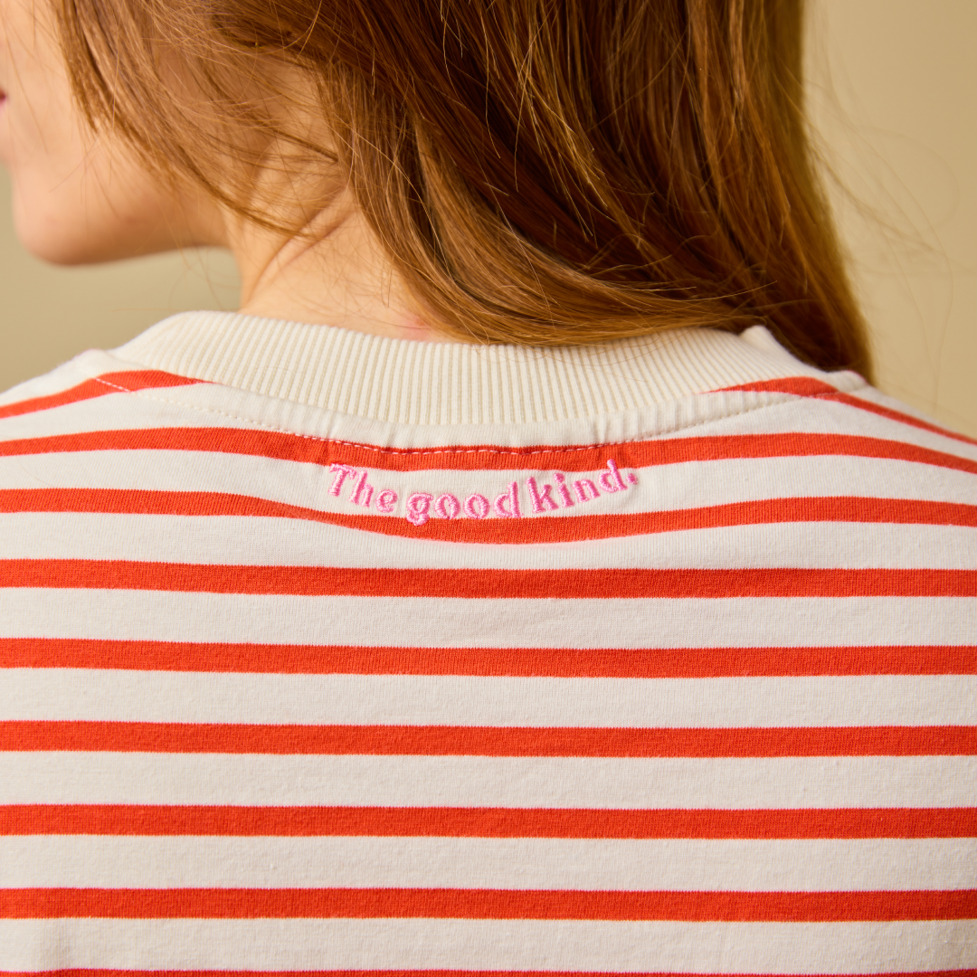 Langarmshirt Gestreift aus Bio-Baumwolle in Popeia Rot/Off-White