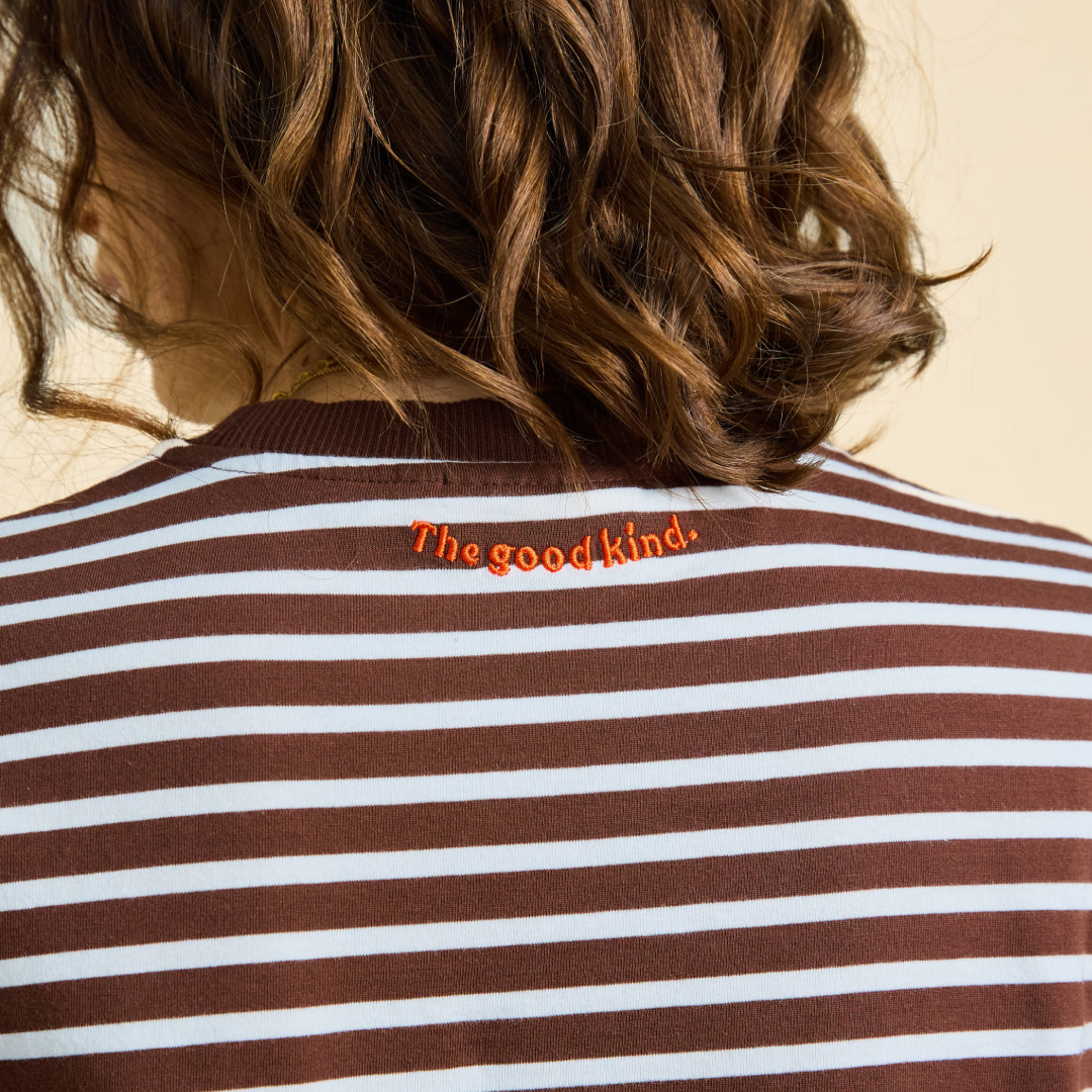 Langarmshirt Gestreift aus Bio-Baumwolle in Braun/Off-White