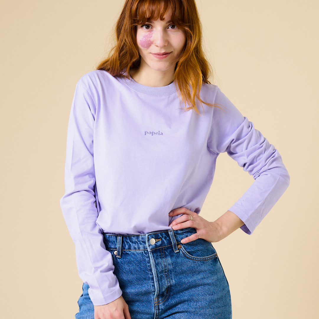 Langarmshirt aus Bio-Baumwolle in Lila