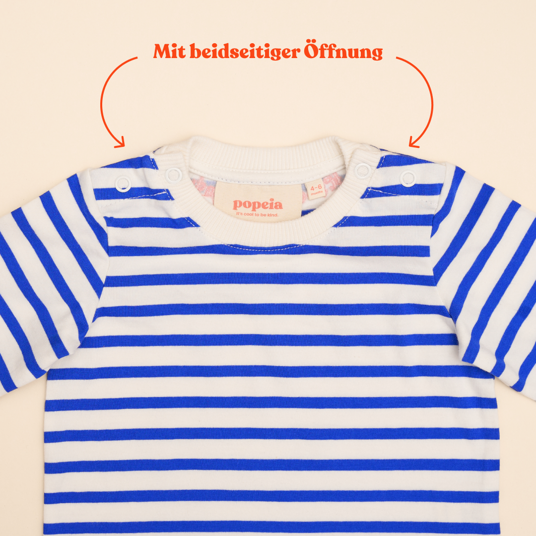 Baby Long-Sleeved Striped Organic Cotton Shirt in Royal Blue/Off-White
