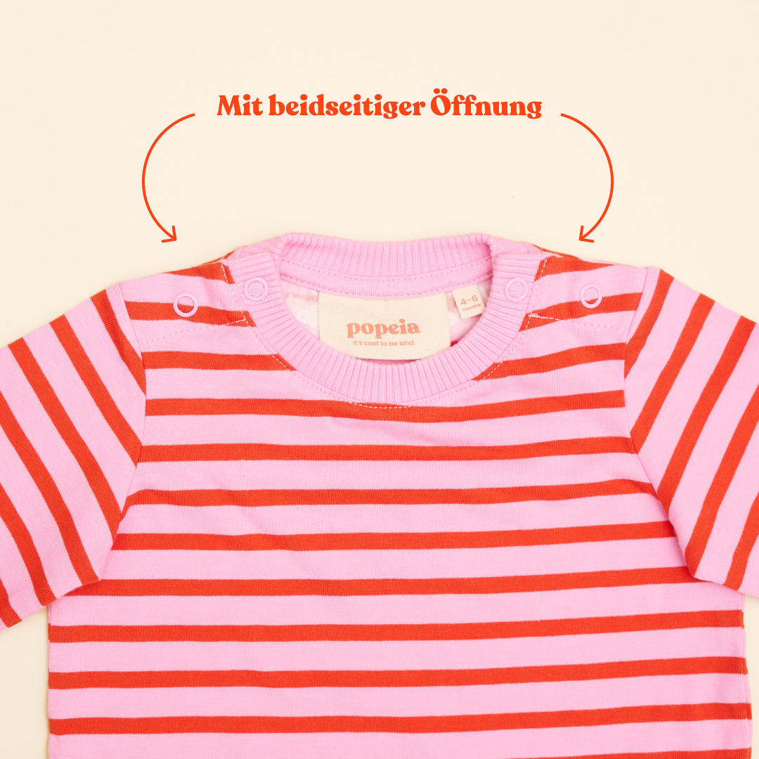 Baby Long-Sleeved Striped Organic Cotton Shirt in Pink/Red