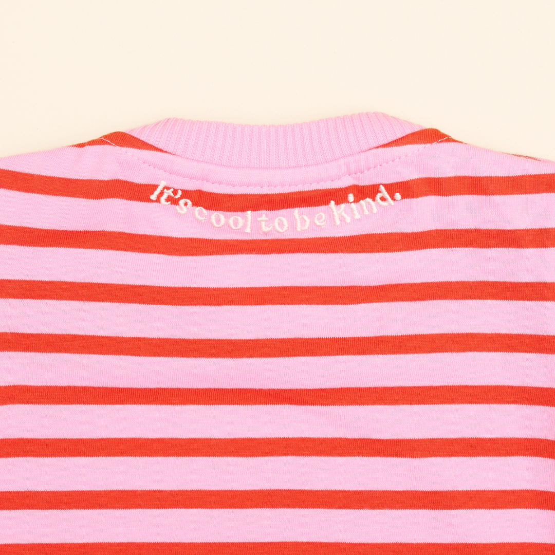 Baby Long-Sleeved Striped Organic Cotton Shirt in Pink/Red