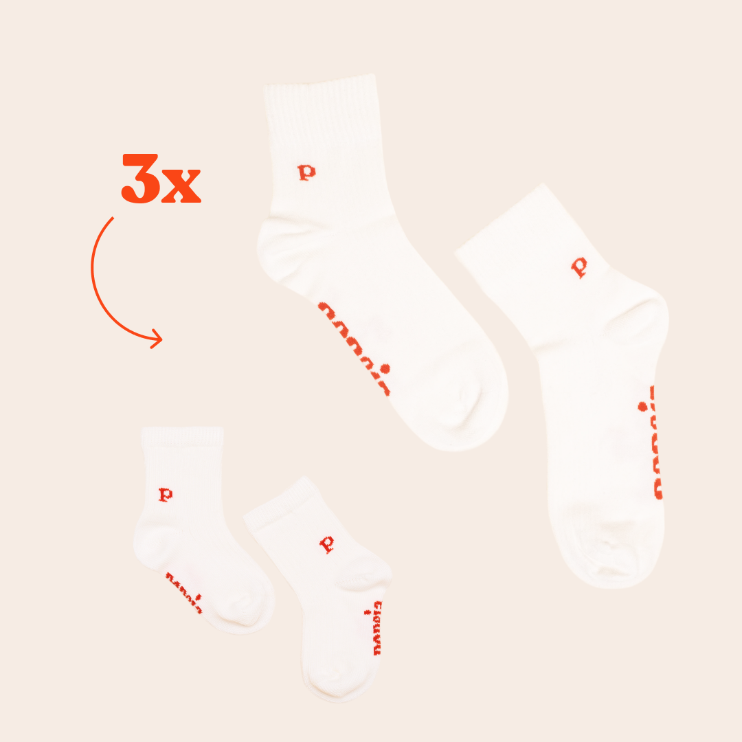 Matching Mama - 6er-Set (The Casual Ankle): Socken aus Bio-Baumwolle in Off-White