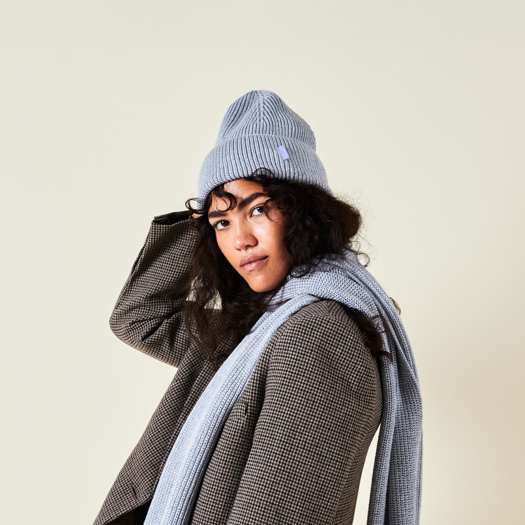 Beanie & Schal im Set - Grau