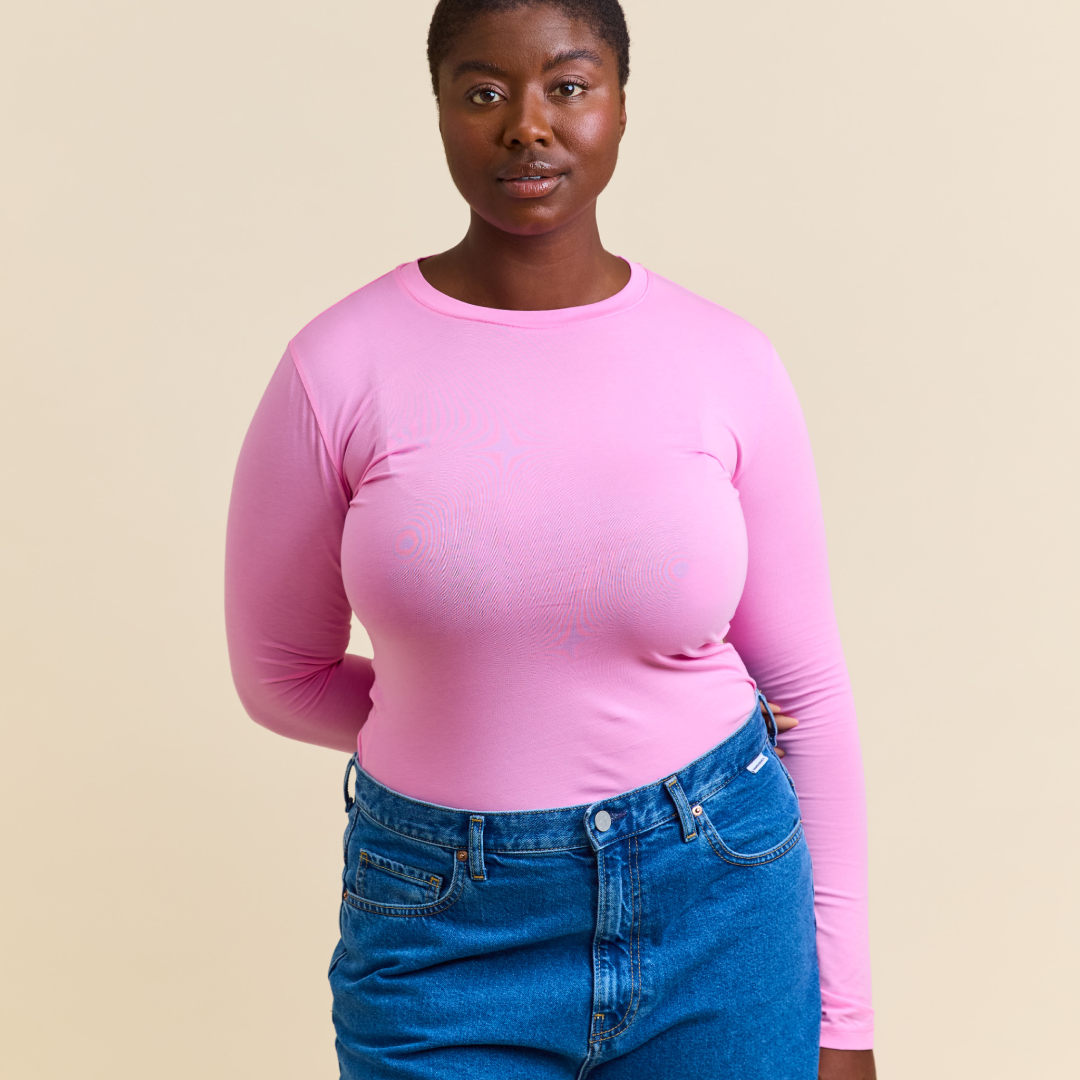 Tight Langarmshirt aus Bio-Baumwolle in Pink