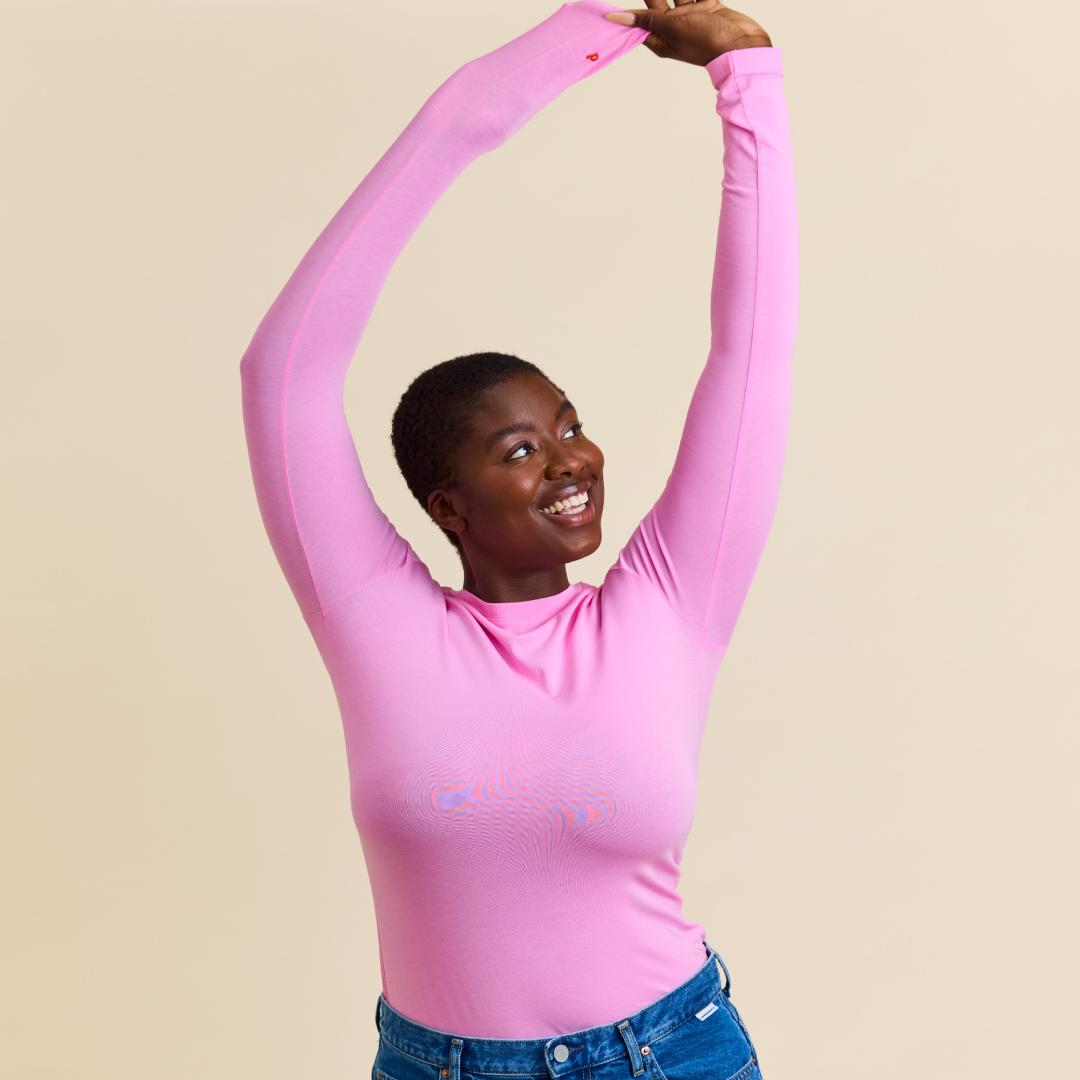 Tight Langarmshirt aus Bio-Baumwolle in Pink