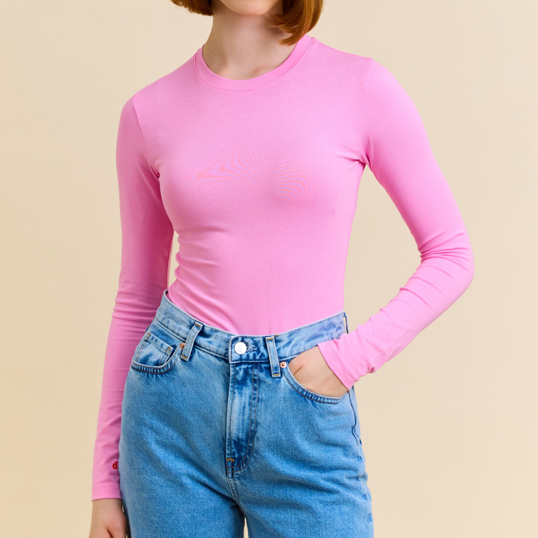 Tight Langarmshirt aus Bio-Baumwolle in Pink