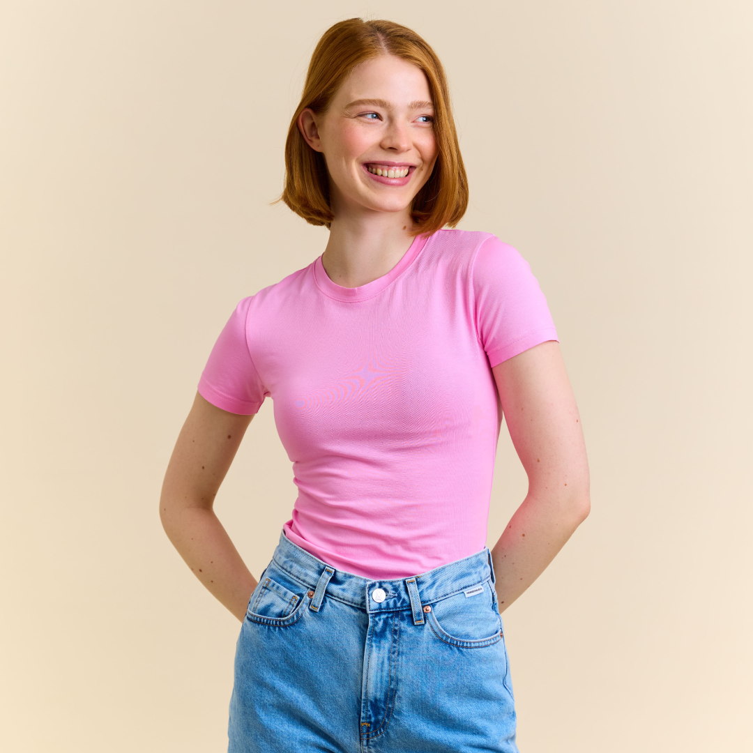 Tight T-Shirt aus Bio-Baumwolle in Pink