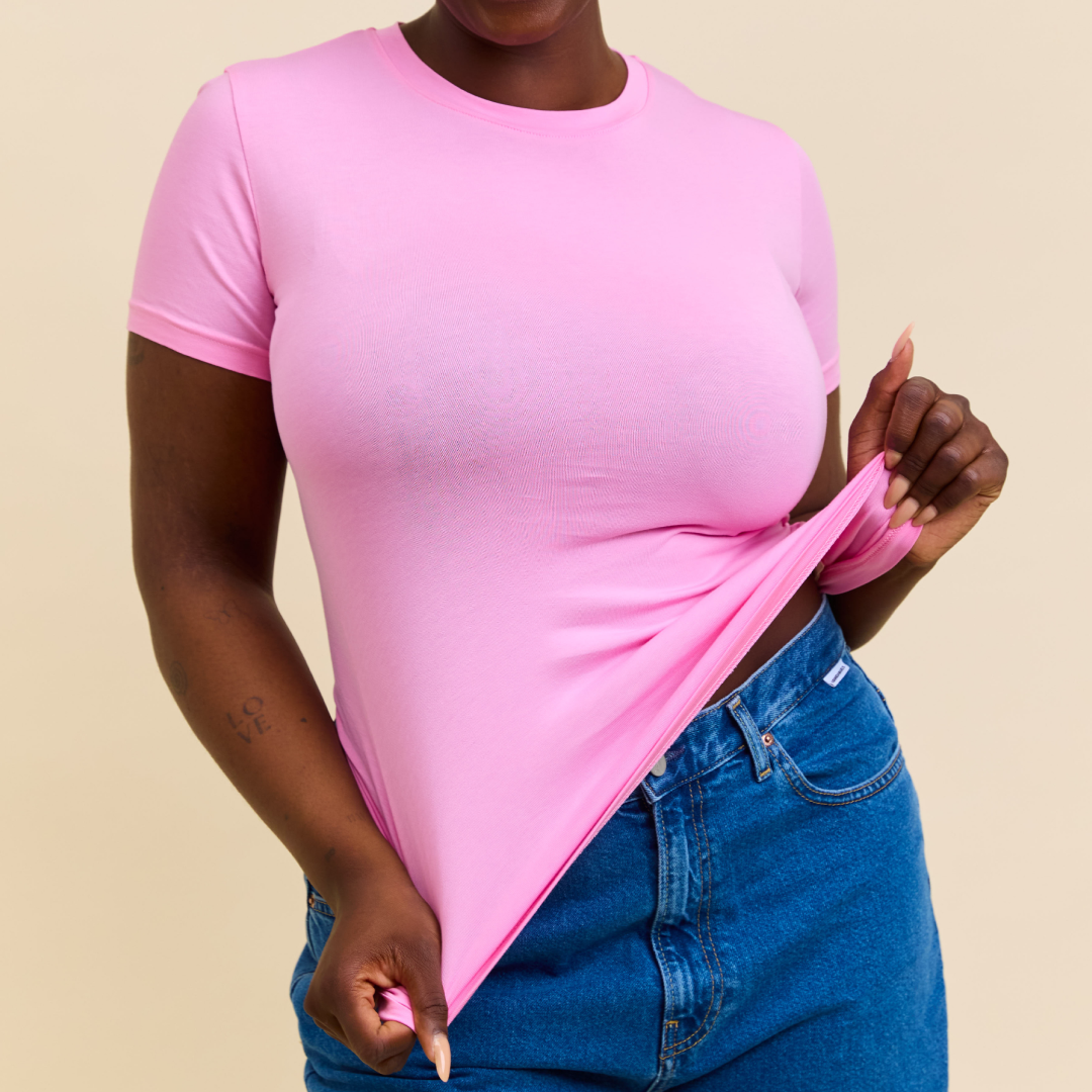 Tight T-Shirt aus Bio-Baumwolle in Pink