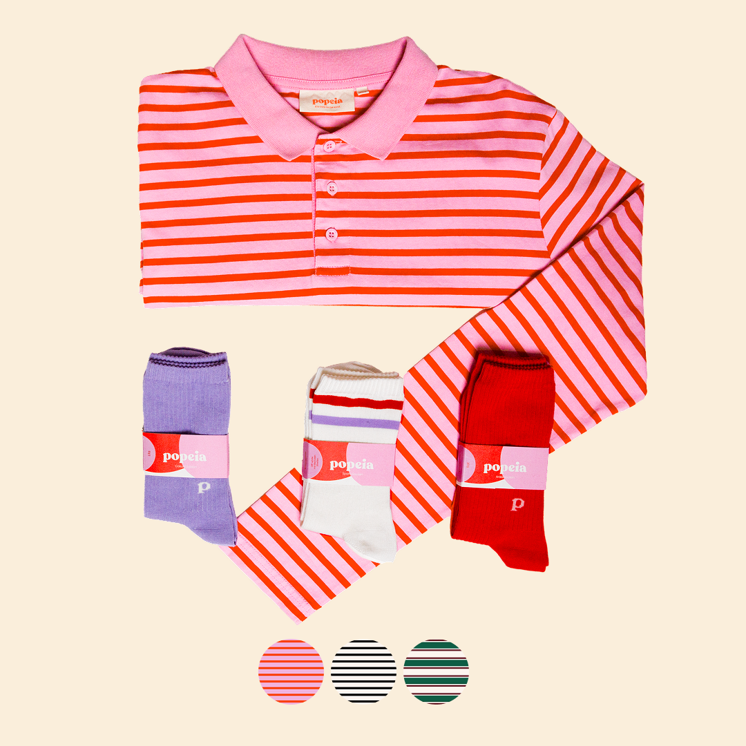 Mix & Match Polo Shirt Gestreift im Set