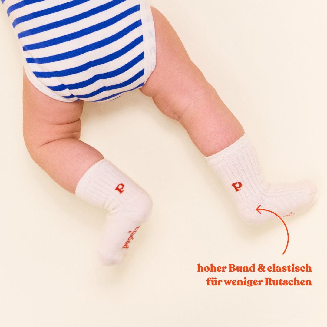 The Casual - Organic Cotton Baby Socks with Anti-Slip Soles in Off-White, 6–12 Months, 3 Pairs