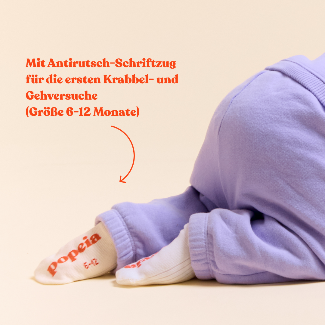 The Casual - Organic Cotton Baby Socks with Anti-Slip Soles in Off-White, 6–12 Months, 3 Pairs