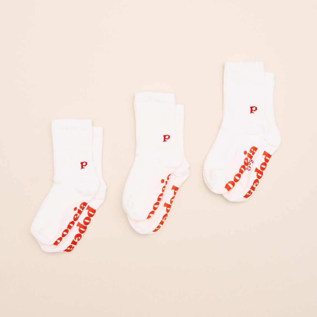 The Casual - Organic Cotton Baby Socks with Anti-Slip Soles in Off-White, 6–12 Months, 3 Pairs