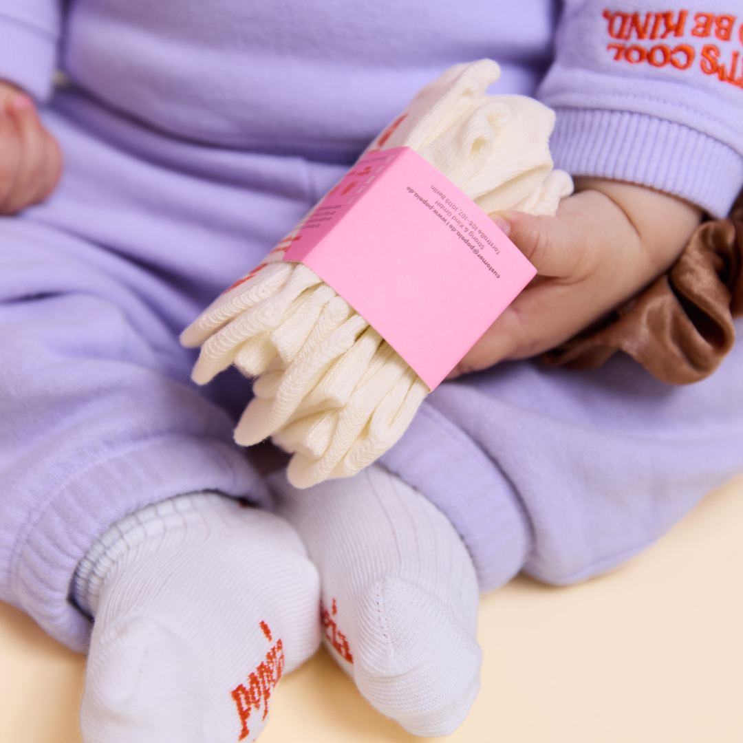 Mixed Set (Baby): Organic Cotton Socks in Off-White in 2 Sizes