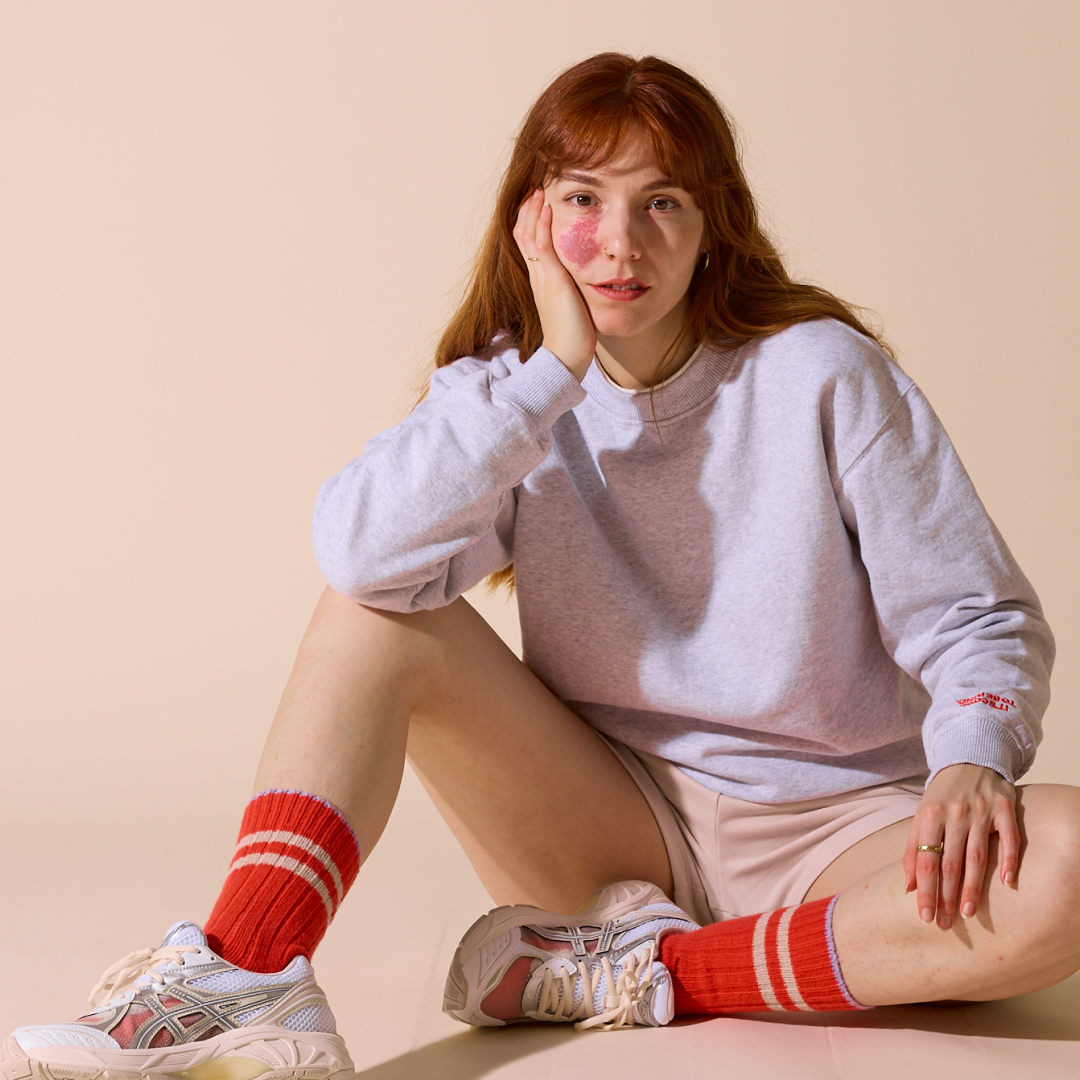 Dicke Stricksocken aus Wolle in popeia Rot