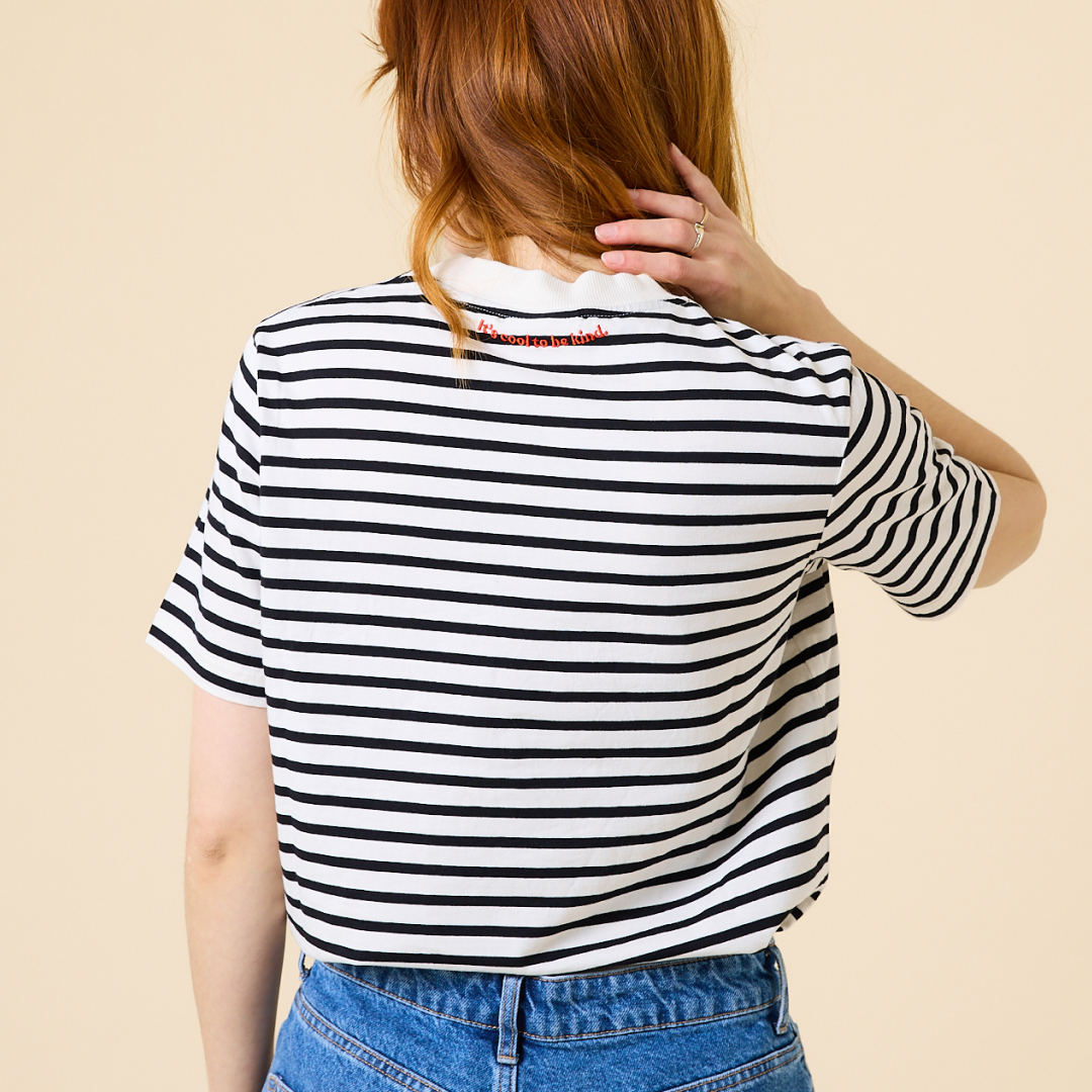T-Shirt Gestreift aus Bio-Baumwolle in Schwarz/Off-White