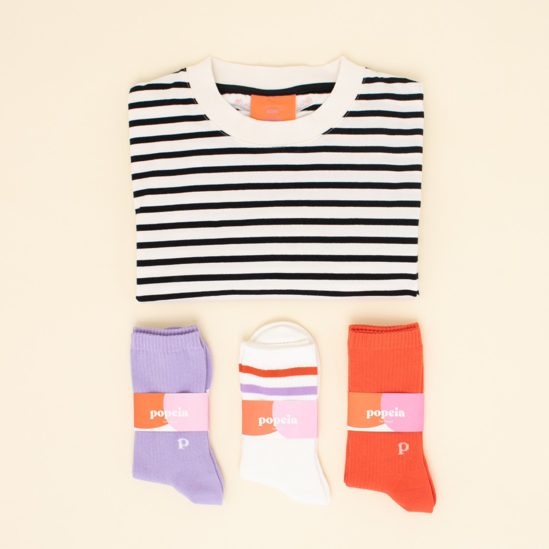 T-Shirt Gestreift aus Bio-Baumwolle in Schwarz/Off-White