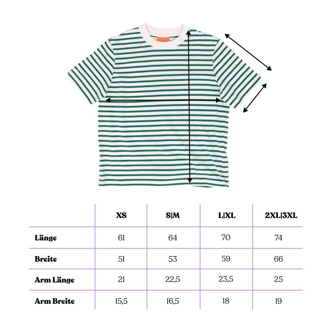 T-Shirt Gestreift aus Bio-Baumwolle in Grün/Off-White