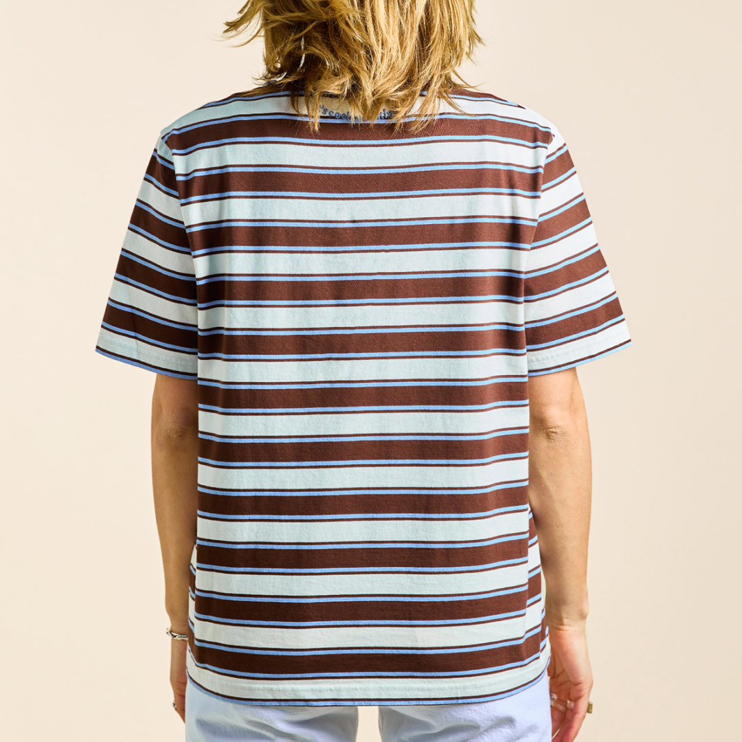 T-Shirt Gestreift aus Bio-Baumwolle in Braun/Hellblau