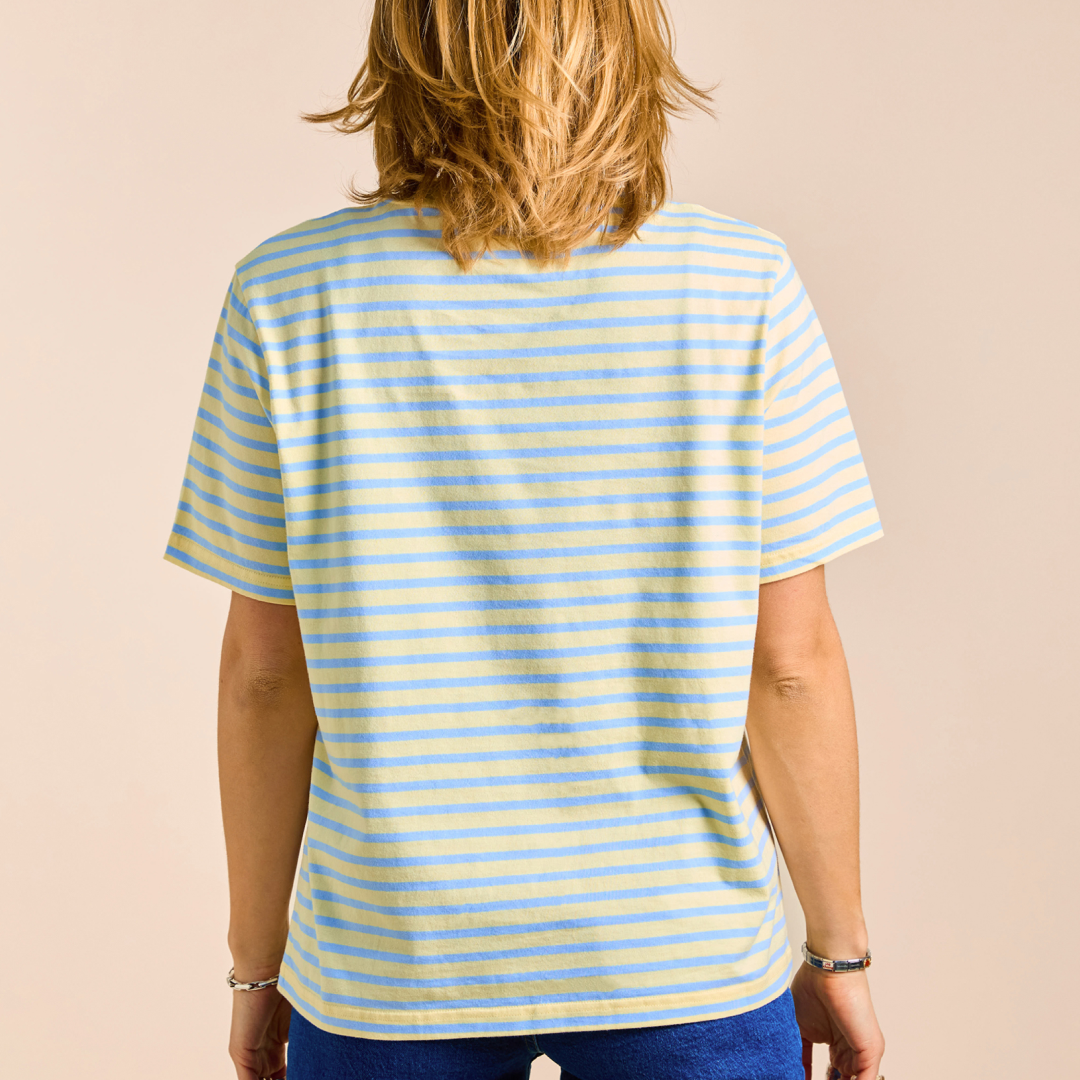 Organic Cotton T-Shirt (Striped) in Yellow/Light Blue